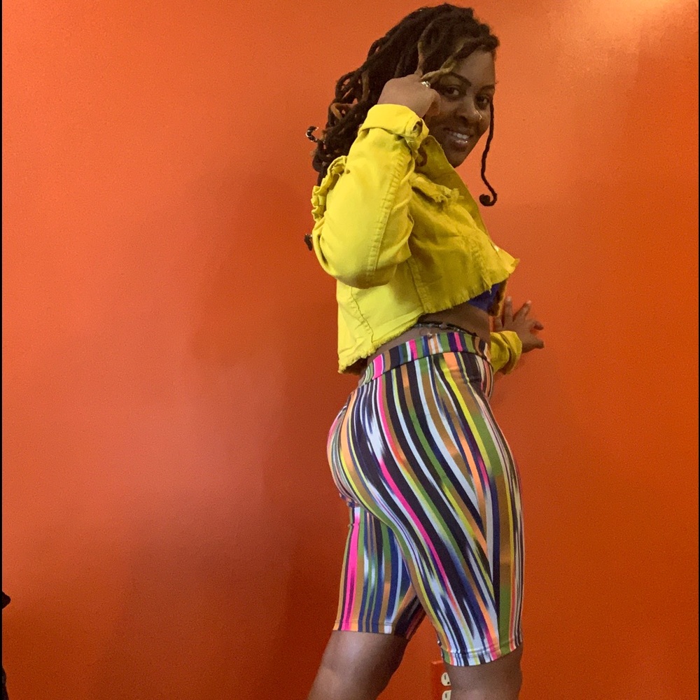 Multi colored biker shorts